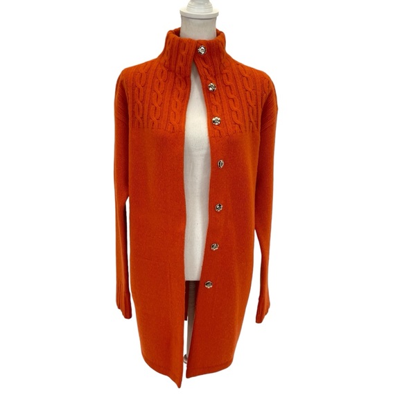 Marconi Cashmere & Wool Long Cardigan Medium Orange - Picture 8 of 15